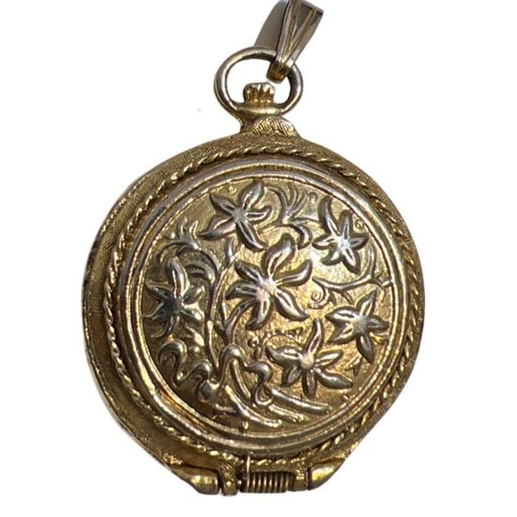 Vintage Working LeJour Pop Up Gold Floral Scene Pocket Watch 17 Jewels Incabloc - Picture 6 of 9